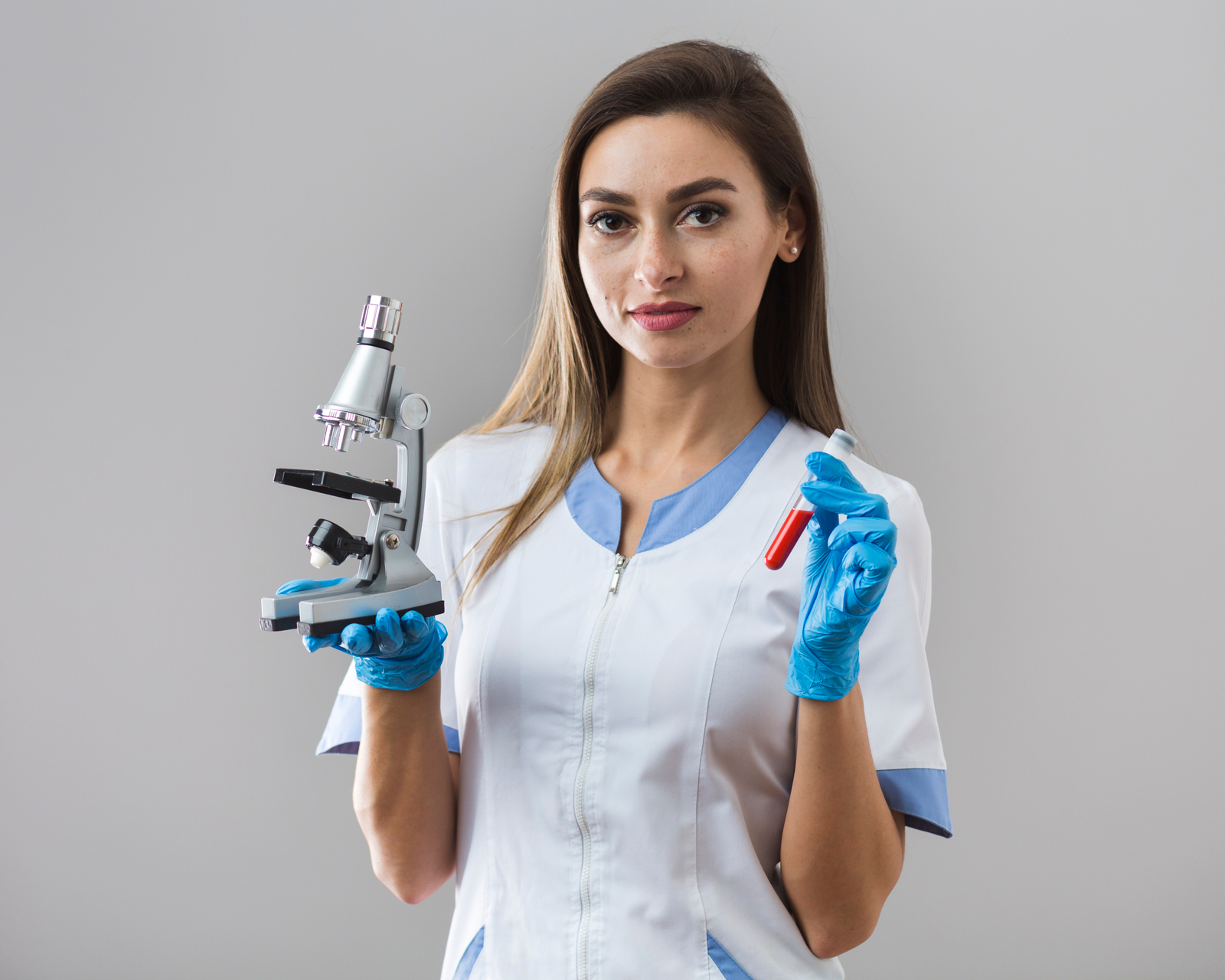Woman holding blood sample
